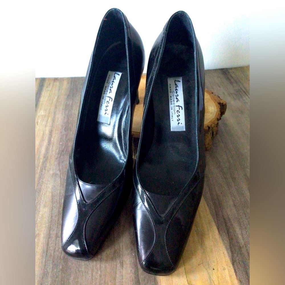 Laura Ferri Women’s Black Classic Pumps Handmade in Italy EU 38